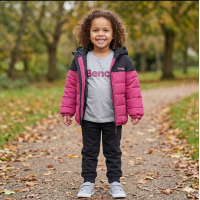 G11000: Girls Bench Puffer Coat, Top & French Terry Jogger Outfit (18 Months-5 Years)
